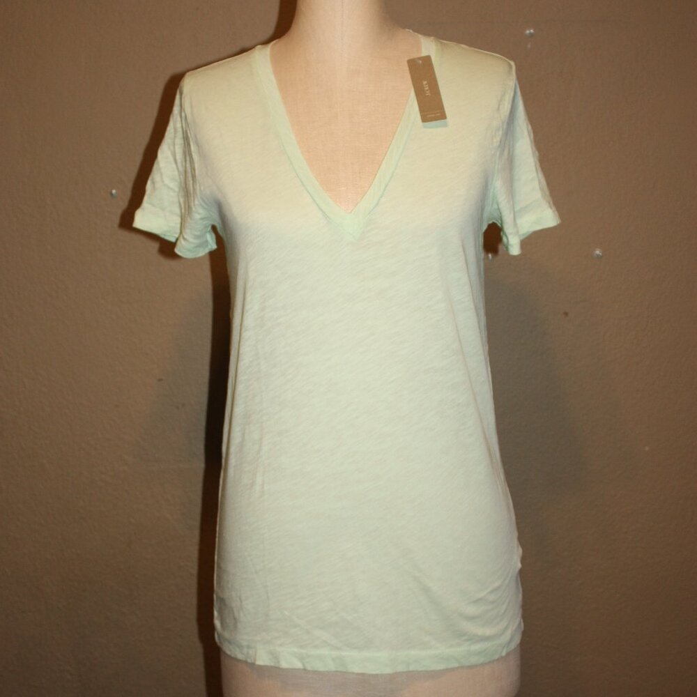 NWT J.CREW VINTAGE COTTON T-SHIRT LIGHT MINT V-NECK BASIC T-SHIRT - MEDIUM 4 6